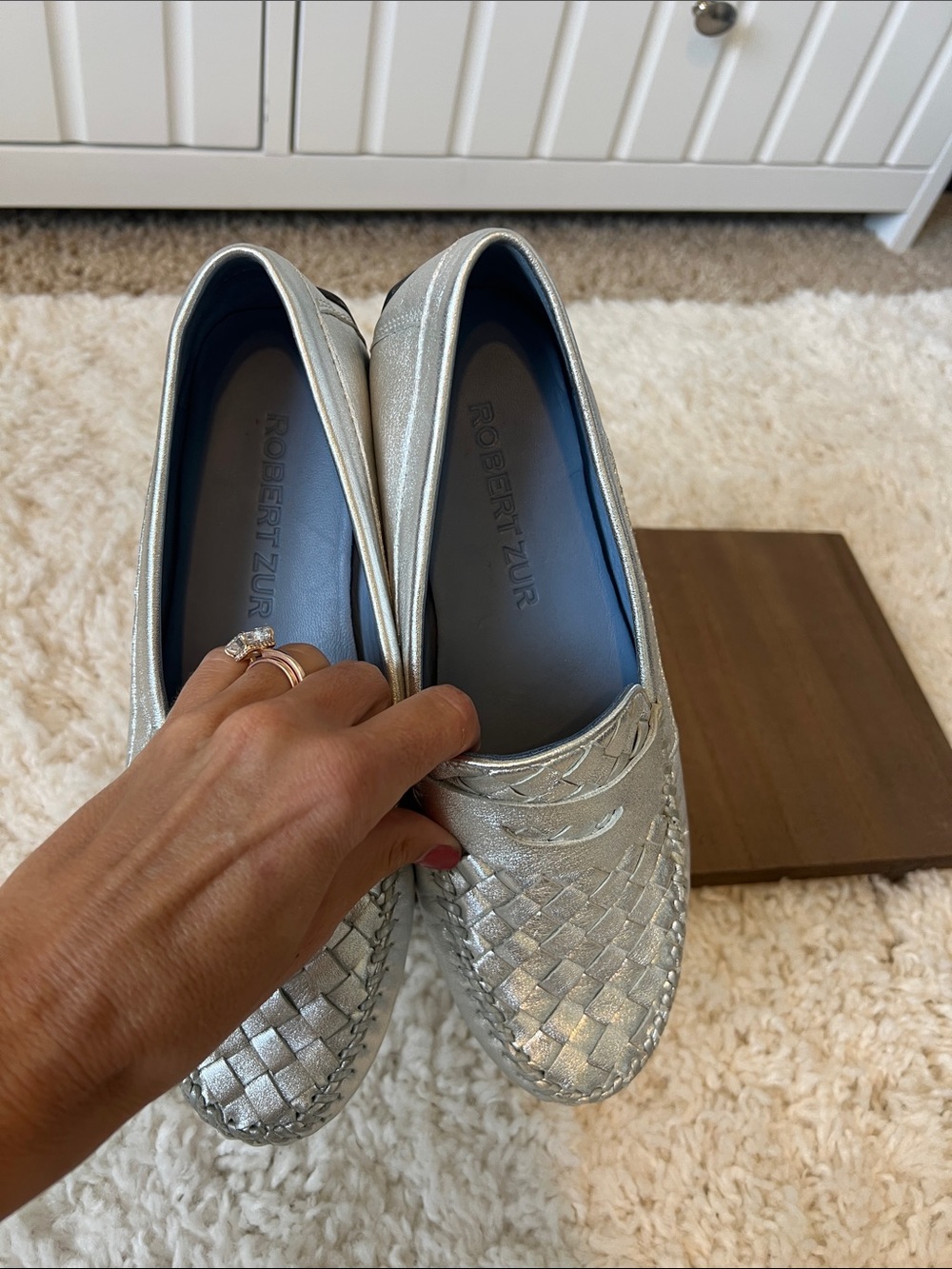 Robert Zur Women's Petra True Glove Driving Shoes Silver 8M, worn once - Picture 5 of 5